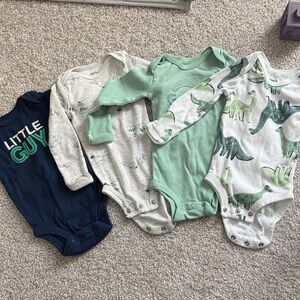 Carter's Navy, Light Green & Heather Baby One-Piece Bodysuit Set